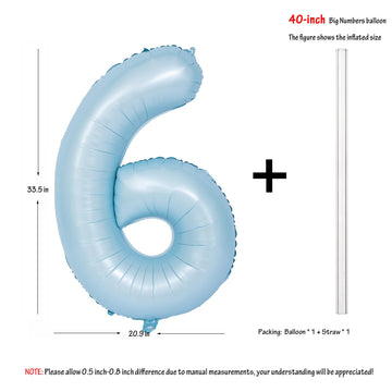 40 In Matte Blue Number Balloons Helium Foil Mylar Balloon Birthday Party Banquet Decoration Digital 6