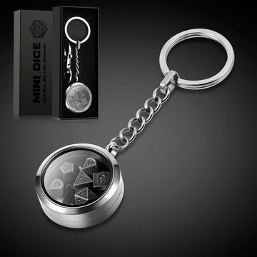 Mini DND Dice,DNDND 6mm Metal Dice Set with Kyechain Silver Stailess Steel Case and Gorgeous Gift Box for Dungeons and Dragon D&