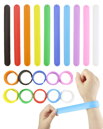 WTSHOP 20Pcs Rainbow Silicone Slap Bracelets Soft and Safe for Party Favors(10 Color)