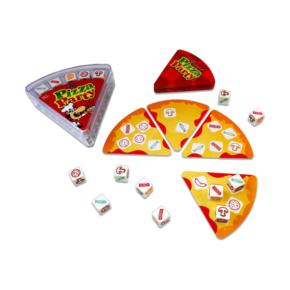University Games Pizza Party Dice Game for Kids & Families, 2 Players, Multicolor, Model 01089-6PK, Plastic Material