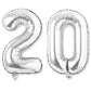 Flyloons 20 number Silver Foil Balloon 16 inch Size Birthday Decoration Items Pack of 2 | 20th Year Balloons | Twenty