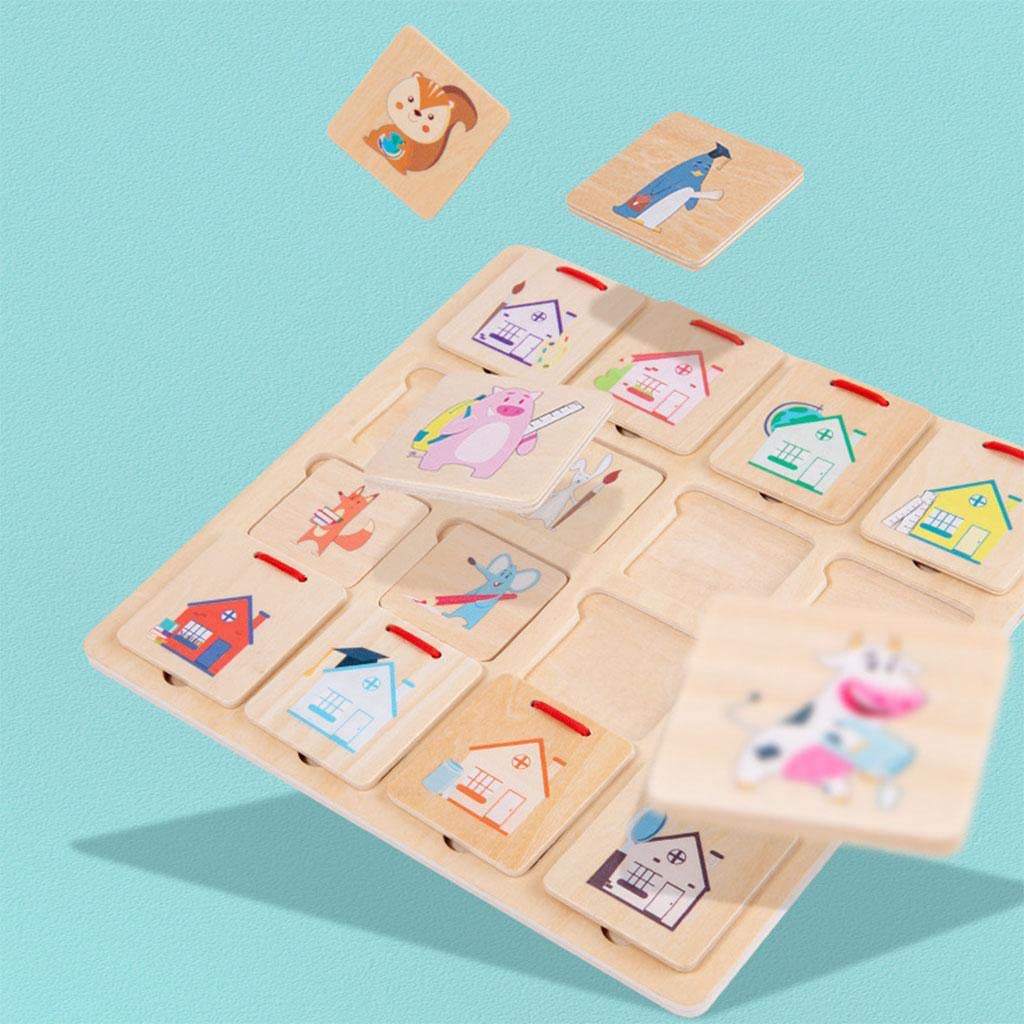 Merishopp Matching Puzzles Wood Craft Toys Finding House Montessori For Toddlers| Baby Learning Toy | Infant Activity Toy | Sens