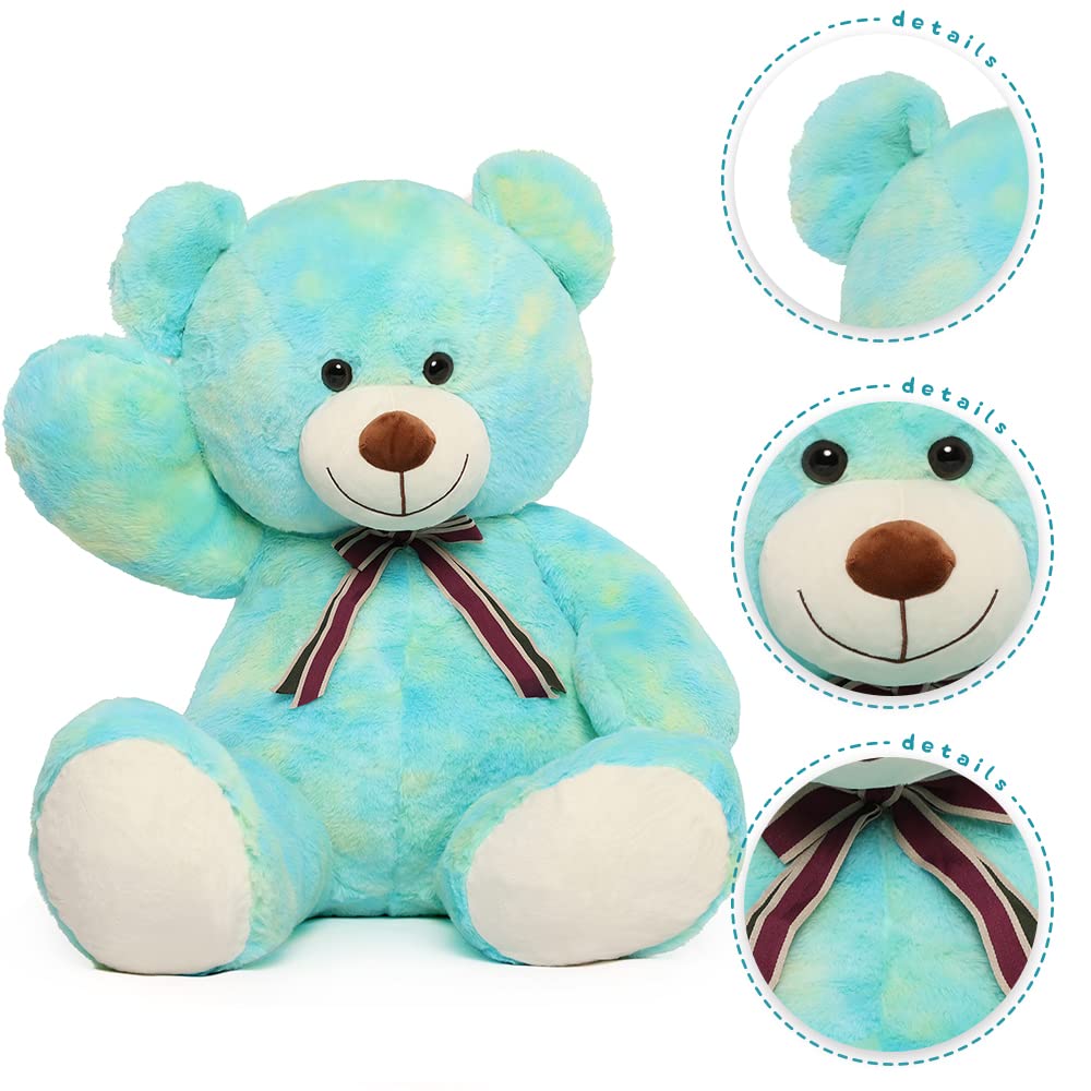 Tezituor 40in Rainbow Green Giant Teddy Bear Plush Stuffed Animal for Baby Shower, Valentine's, Christmas, Birthday Gifts