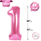 40 Inch Pink 1 Balloon For First Birthday, 1St Number Balloons Birthday Decorations For Girl Kids Toddler Baby, One Giant Number