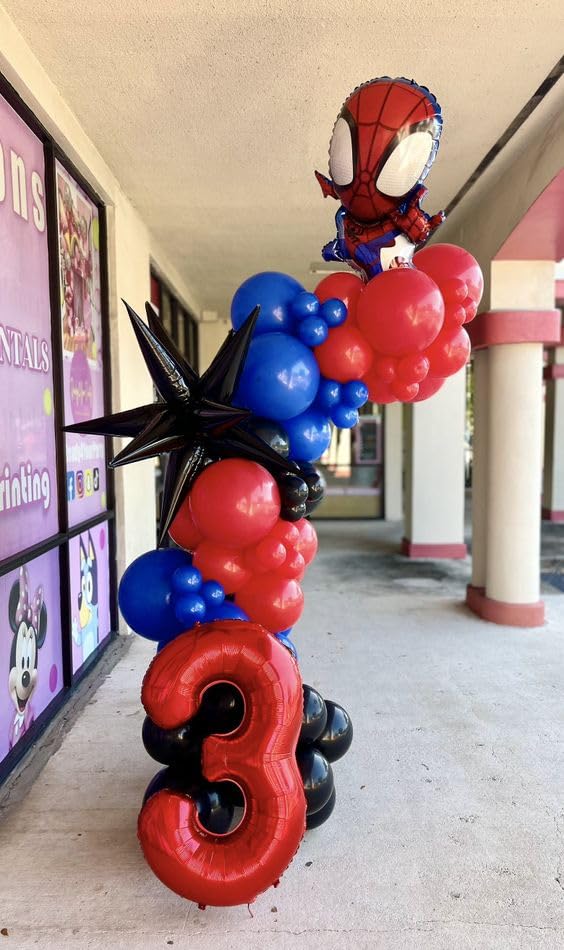 Red 3 Balloon, Number Balloon 40 Inch, 3Rd Three Year Old Birthday Deco For Spiderman Super Mario Party Supplies For Party Decor