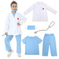 Lingway Toys Kids Pretend Role Play Costumes White Coat With Blue Scrubs And Accessories 6-8Years