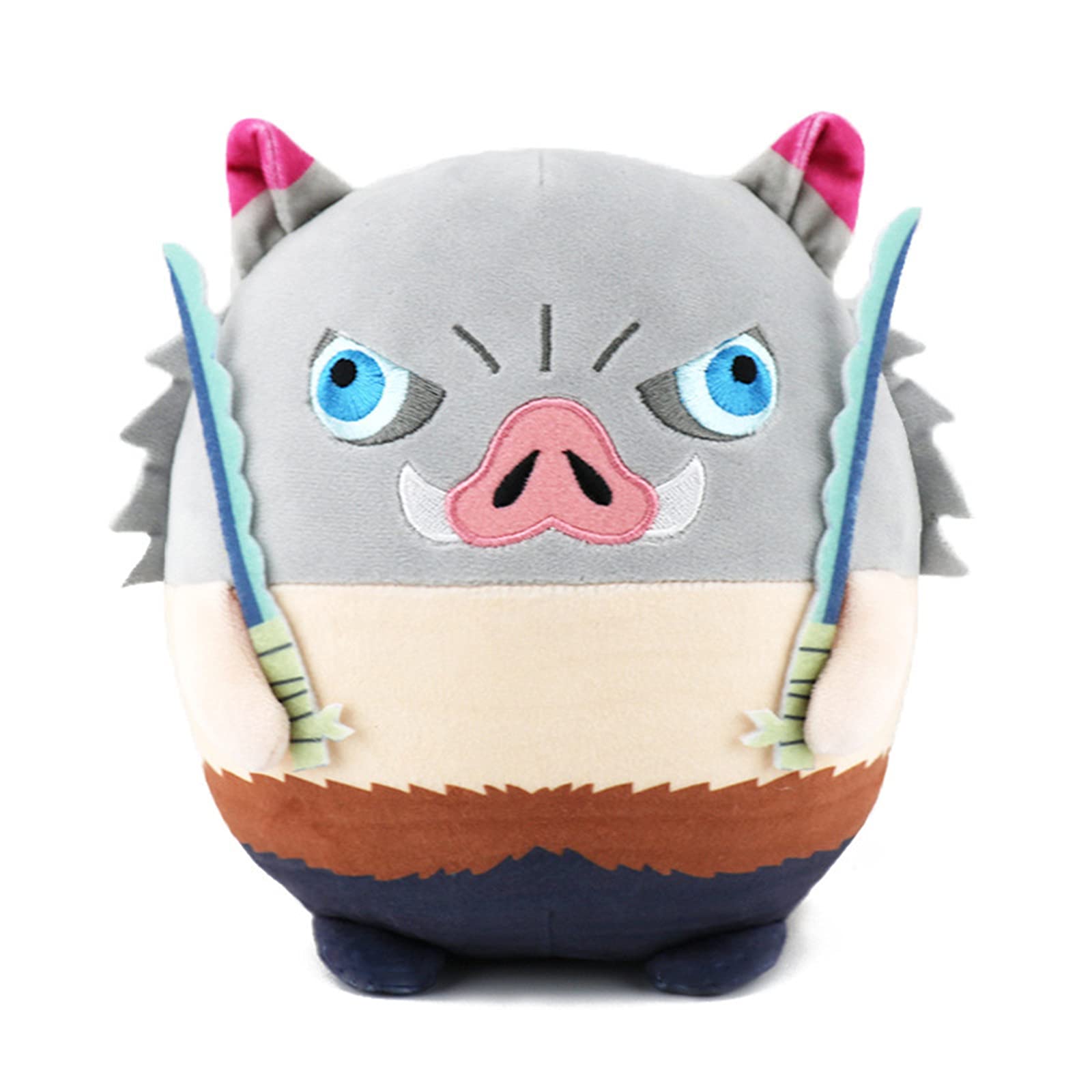 Zifunmur Anime Plush Doll Toy Tanjirou Nezuko Stuffed Plushie Figures Keychain Decoration Kids Gifts Halloween Cosplay Props (Hashibira Inosuke, 20Cm/7.87Inch)