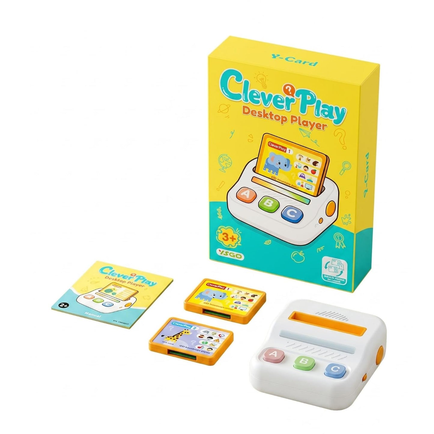 Myaddiction Smart Cards CardBased Learning Toy Compact White Card Reader Toy Rounded Educational Device Light Bar For Early Edu
