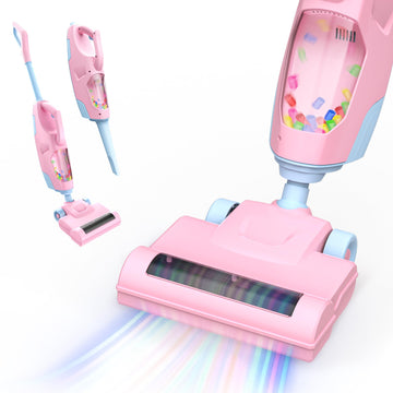 Toy Choi's 2-in-1 Kids Vacuum That Really Works - Toy Vacuum for Toddlers with Sound Effects, Pretend Play Kids Vacuum Cleaner, 