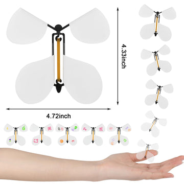 Lomimos 20Pcs Flying Butterfly, White Magic Wind Up Butterfly Toy Diy Butterfly Wings For Children Surprise Wedding Birthday Par