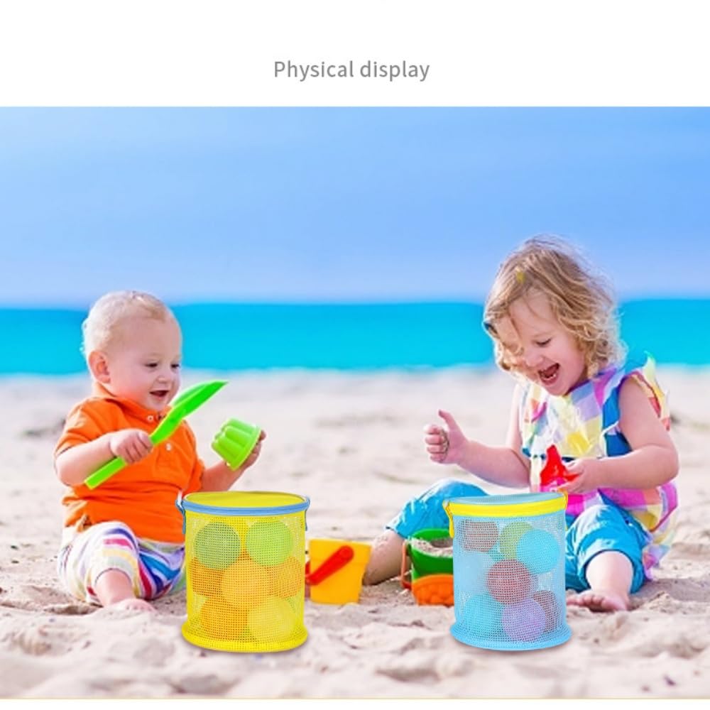 Komost Personalized Mesh Beach Bag For Shells Sand Toys, Beach Bag With Zipper, Shell Collecting Bag For Kids, Perfect For Summe