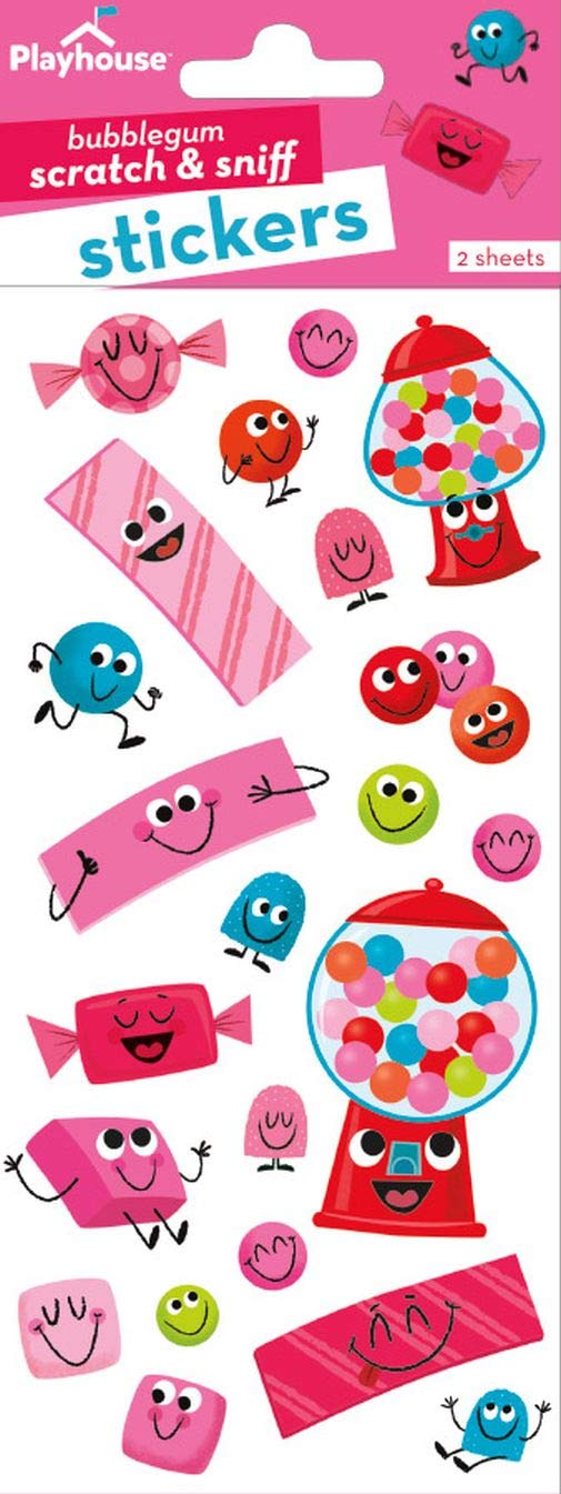 Playhouse Bubble Gum Fun Bubble Gum Scented Scratch & Sniff Sticker Sheets - 1 Pack