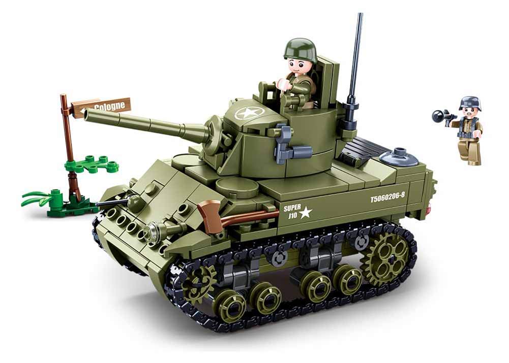 Sluban WWII M38-B0856 Light Tank Model, Medium Size, Plastic, Multi-Color