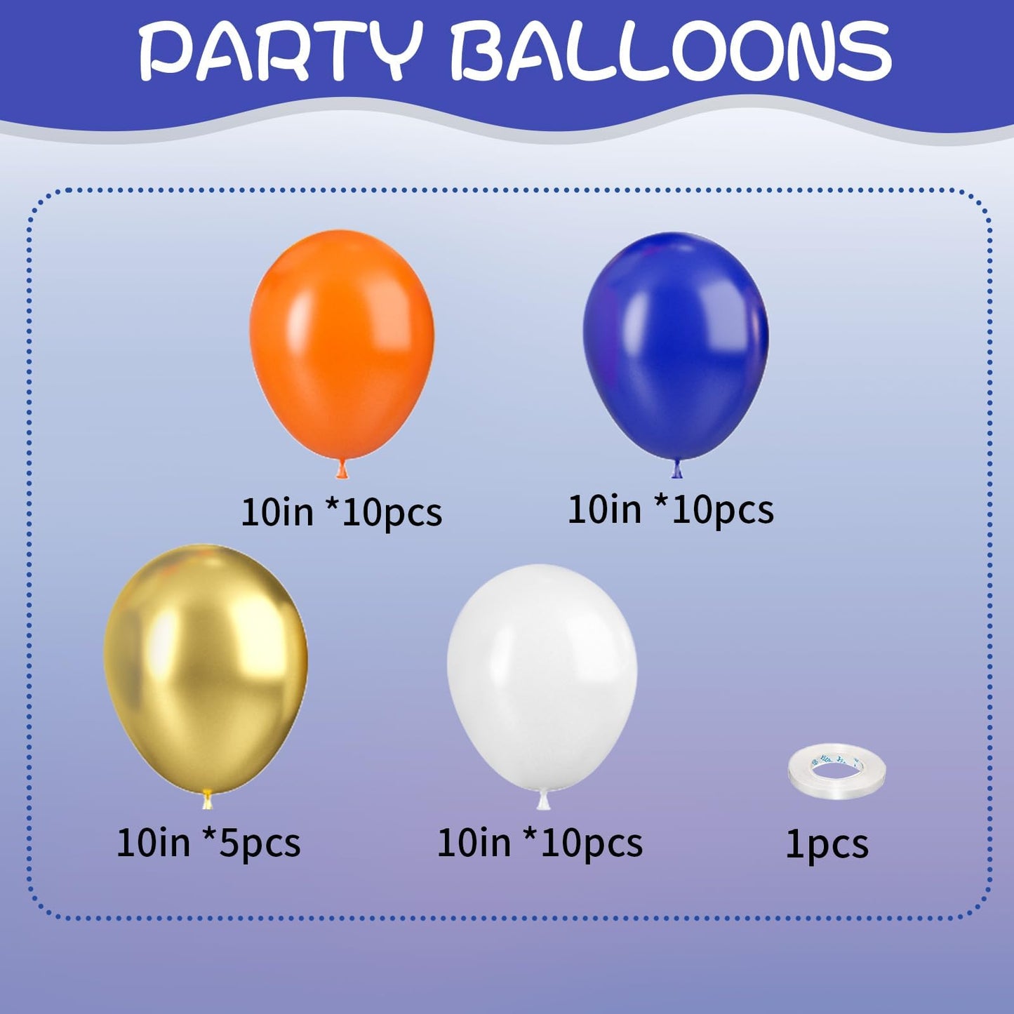 Blue And Orange Balloons, 35Pcs Blue White Orange Balloons, Blue And Orange Confetti Balloons Orange And Blue Latex Balloons For