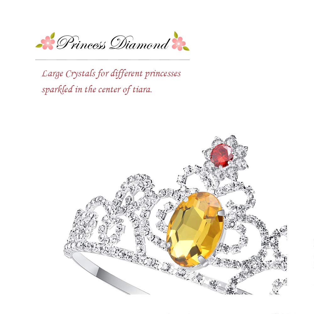 Lovelyshop Yellow Diamond Rhinestone Tiara Princess Belle Crown