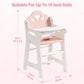 ROBOTIME Baby Doll High Chair  Pretend Play High Chair with Safety Belt and Footrest  Wooden Baby Doll Accessories  Doll Furniture Fits 18-20 Inch Dolls  Gift for Ages 3+ (White)