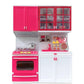 Kids Pretend Play Kitchen Set with Stove, Oven, Sink, Storage Cabinets, Cookware & Food Accessories, Cooking Role Play Toy for B