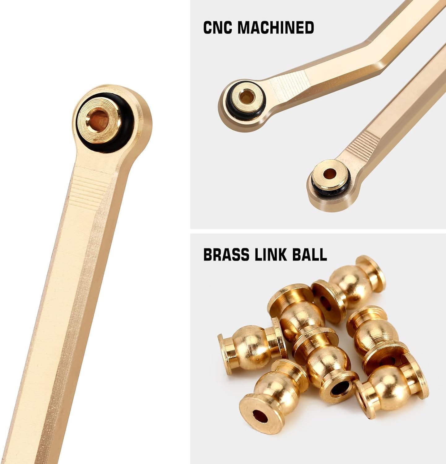 INJORA Brass High Clearance Front 4 Links Set 37g Heavy Brass Links for SCX24 C10 JLU Bronco Base Camp Axial 1/24 RC Crawler Car