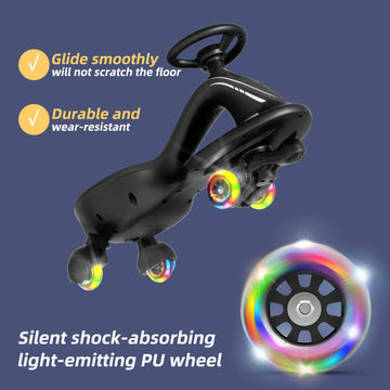 Xjd Electric Wiggle Car Ride On Toy, 2 In 1 Wiggle Car Rechargeable Battery With Anti-Rollover Colorful Light-Emitting Wheel For Toddler Ride On Toys 3 Years And Up (Black)