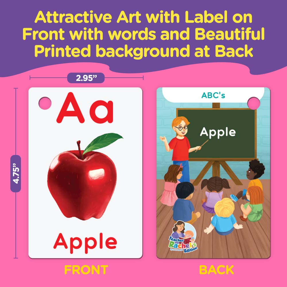 Teacher Rachel'S Educational Flash Cards For Toddlers - Set Of 5 184 Cards Pre K-K Mega Flashcards Set With First Words, Alphabe