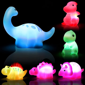 Dinosaur Bath Toys Light-Up Cibolar 6 Packs Floating Bath Toys Set For Baby Toddlers Kids In Birthday Easter Christmas Shower Po