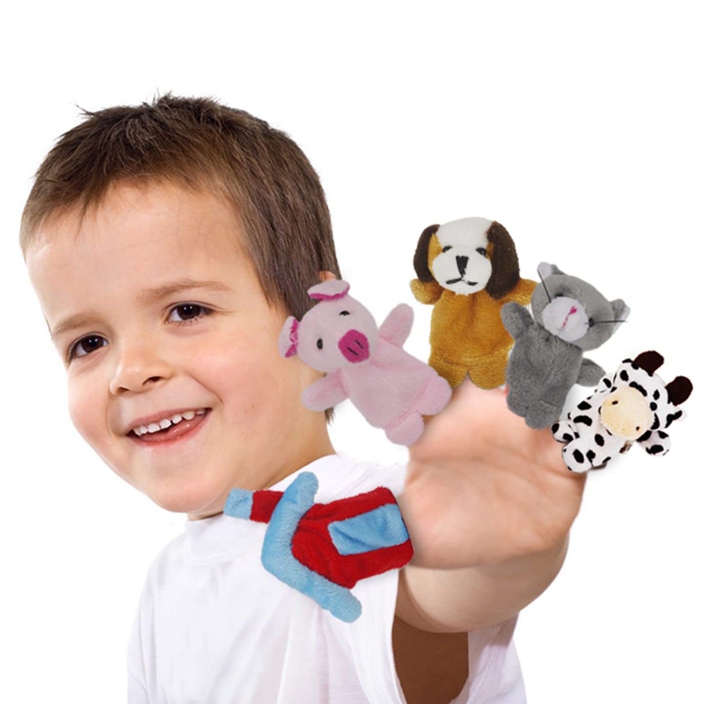 RIY 10Pcs Cotton Finger Puppets - Educational Old Macdonald Set, Small, Farm-6, Model RToy-55