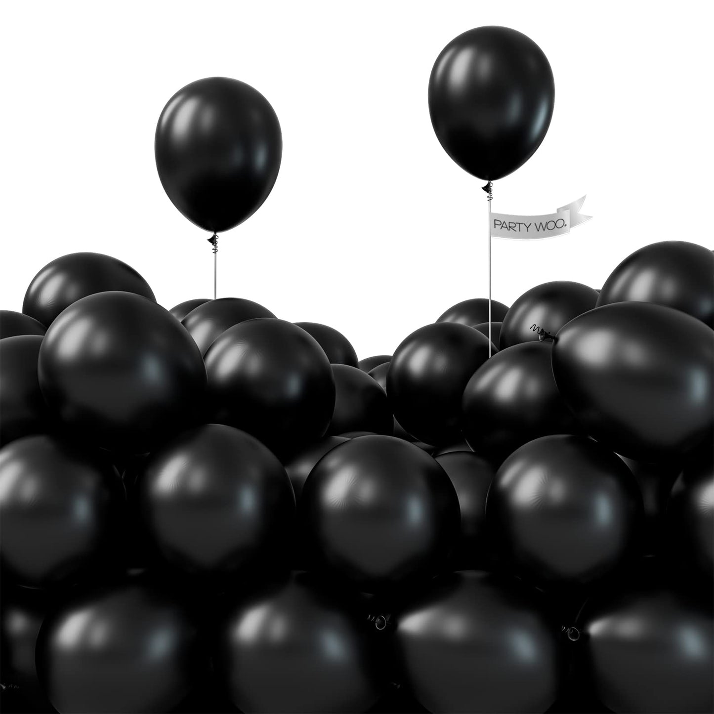 Partywoo Black Balloons, 50 Pcs 5 Inch Matte Balloons With Balloon Glue, Party Balloons, Latex Balloons, Birthday Balloons For Black Birthday Decorations, Retirement Decorations