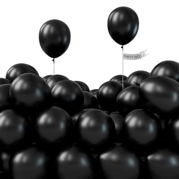 Partywoo Black Balloons, 50 Pcs 5 Inch Matte Balloons With Balloon Glue, Party Balloons, Latex Balloons, Birthday Balloons For Black Birthday Decorations, Retirement Decorations