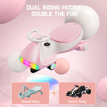 Fanttikride 12V N7 Ultra Electric Wiggle Car With Pedal, Kids Car, Magicmute Motor Swing Car, 2 Speeds, 9 Color Modes, Digital D