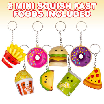 Artcreativity Mini Squish Fast Food Toys, Set Of 8, Slow-Rise Stress Relief Toys For Kids In Assorted Food Designs, Mini Fidget Toys For Sensory Play, Party Favors, Goodie Bag Fillers For Boys & Girls
