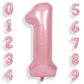 Suwen 40 Inch Pink Large 1 Balloon Numbers Big Foil Helium Number Balloons 0-9 Jumbo Happy 1St Mylar Birthday Party Decorations