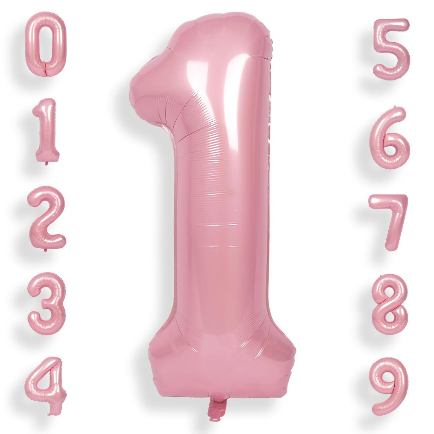 Suwen 40 Inch Pink Large 1 Balloon Numbers Big Foil Helium Number Balloons 0-9 Jumbo Happy 1St Mylar Birthday Party Decorations