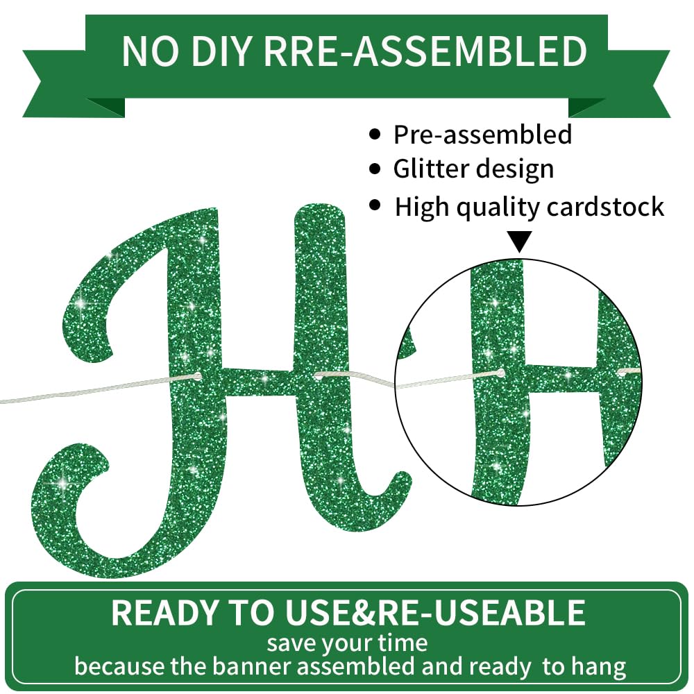 Beishida Green Happy Birthday Banner - No Diy,10Feet,Pre-Strung-Glitter Happy Birthday Sign, Happy Birthday Garland,Happy Birthd