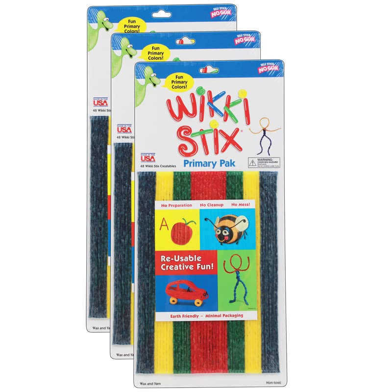 WikkiStix Primary Colors, 8, 48 Per Pack, 3 Packs