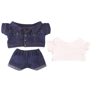 Niannyyhouse Denim Jackets Jeans White T-Shirt 7.8In(20Cm) Plush Humanoid Stuffed Doll Clothes (Dark Blue)