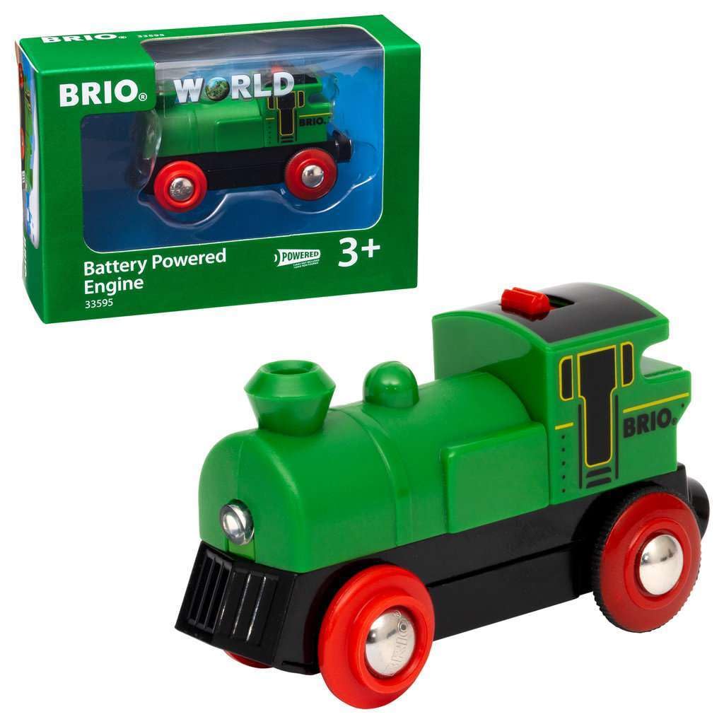 Brio World 33595 Engine Train - Battery Powered Wooden Toy For Kids | Forward & Reverse Movement | Illuminating Headlights | Ideal For Toddlers 3 Years & Up