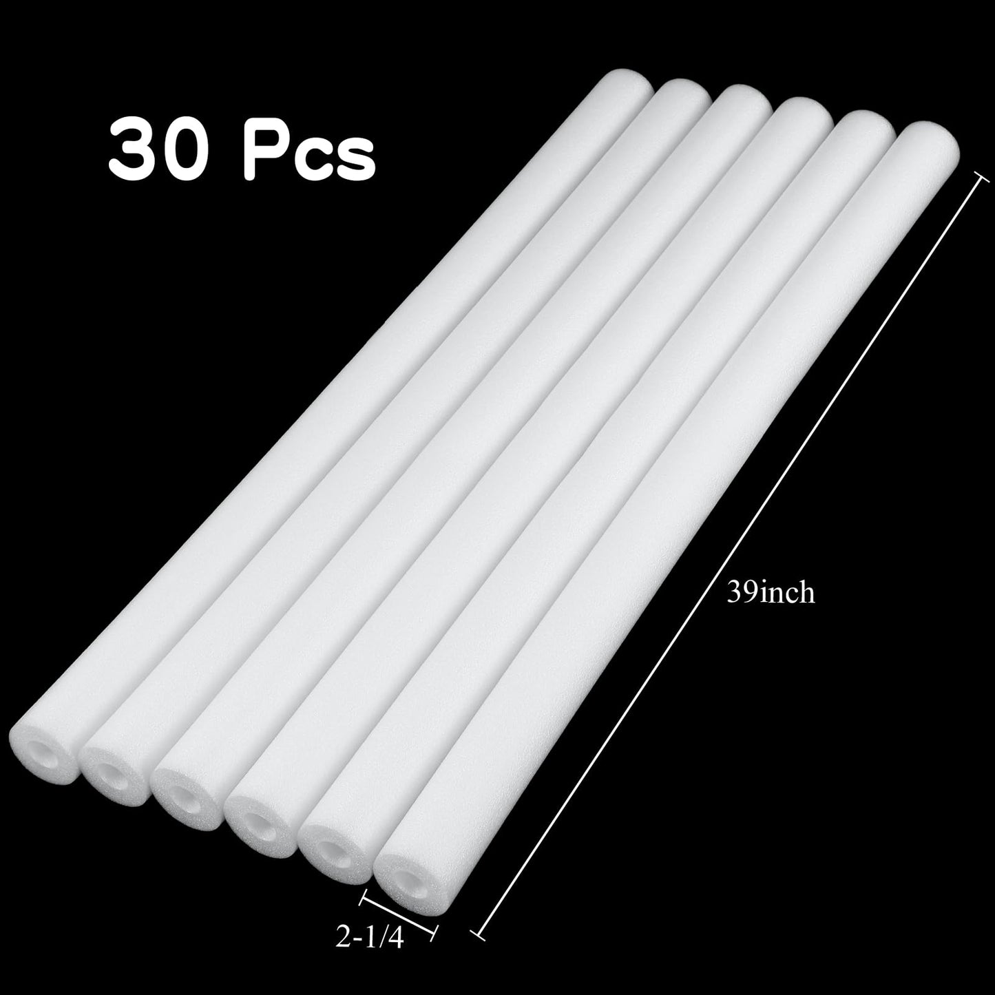 Sratte 30 Pcs Pool Noodles Bulk 39 Inch Foam Hollow Noodles Jumbo Diy Decorations Large Foam Swim Water Noodles For Swimming Floating Craft Projects(White)