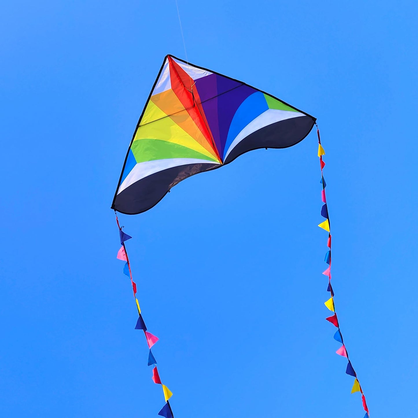 Kaiciuss Large Rainbow Delta Kite For Kids Easy To Fly, Huge Single Line Beach Kite For Adults, 55' X 28' Easy Flying Triangle Kite Comes With 300 Ft String Kite Handle