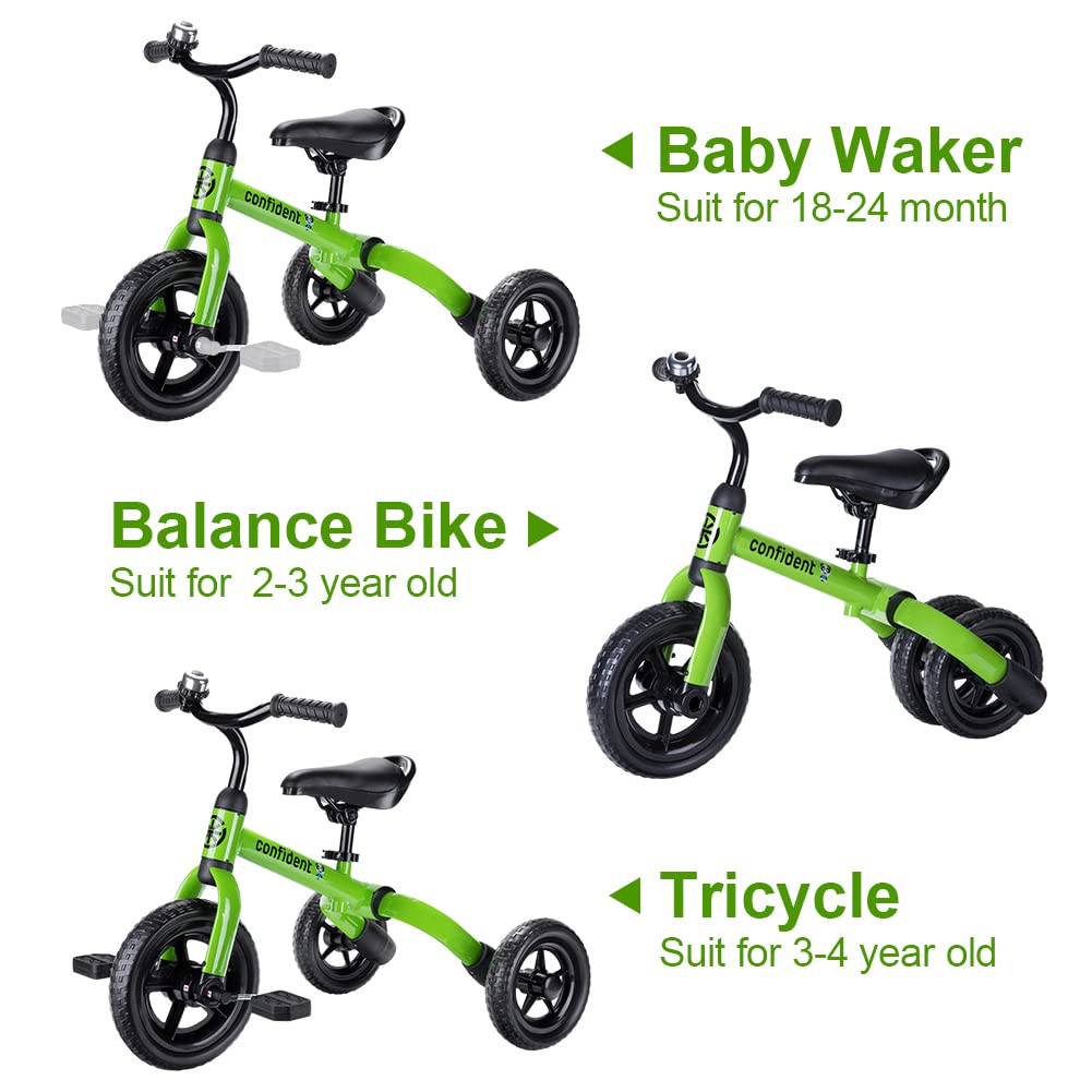 Ygjt 3 In 1 Tricycle For Toddlers Age 2 3 4 Year Old, Folding Kids Bikes With Adjustable Seat And Removable Pedal, Ride-On Toys