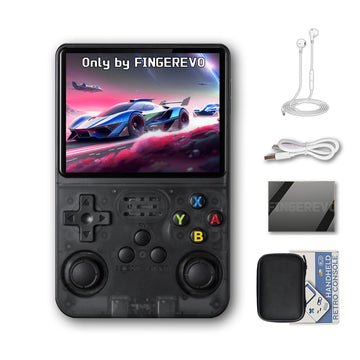 Fingerevo R36S Handheld Game Console 3.5-In 640 * 480 Ips Oca Screen 3200Mah Opensource System Black Transparent