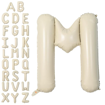Letter Balloons Beige,40 Inch Letter M Balloons,A-Z Alphabet Name Foil Balloons,Big Single Cream Aluminum M Word Balloons Helium