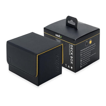 Vault X Trading Card Sideloading Deck Box  100+ sleeved cards  enhanced Exo-Tec Material  Card Holder Storage Box  Detachable Magnetic Lid  for MTG Commander Game  TCG (Black/Electric Yellow)