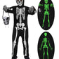 qqpouc Halloween skeleton costume kids glow in the dark skeleton costume on both sides Skuller candy bag for boys and grils