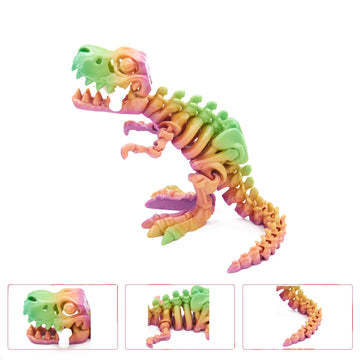 Exqdynm 3D Printed Dinosaur With Bone Toy,Articulated Tyrannosaurus Rex, Mystery Crystal Dinosaur Decor Collectible