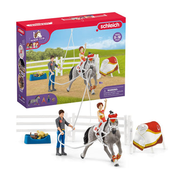 Schleich Horse Club - Mia'S Vaulting Set, 18 Piece Horse Play Set With Rider, Horse, And Trainer, Horse Toys For Girls And Boys Ages 5-12