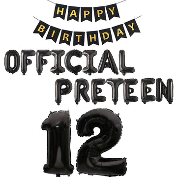 12Th Birthday Decorations For Boys, Happy 12Th Birthday Banner Official Pre-Teen Balloons Foil Balloons For 12 Years Old Birthda