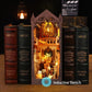 Diy Book Nook Kit, Dollhouse Wooden Mini House Kit, 3D Wooden Puzzle Book Nook Kit With Sensor Led Lights, Bookshelf Insert Deco