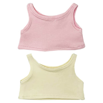 Niannyyhouse 10Cm Plush Doll Clothes Solid Color Vest Sleeveless T-Shirt Doll Dress Up (Beige+Pink, 10Cm)