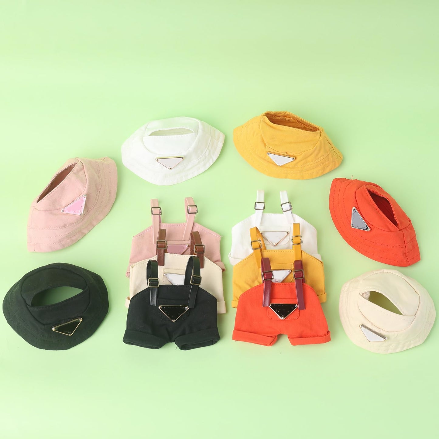 17cm Clothes Set(NO Doll)  Cute Hat & Unique Pocket Design Overalls Dress-up Set  Handmade Clothing Designed for 17cm Doll(Overalls (Yellow))