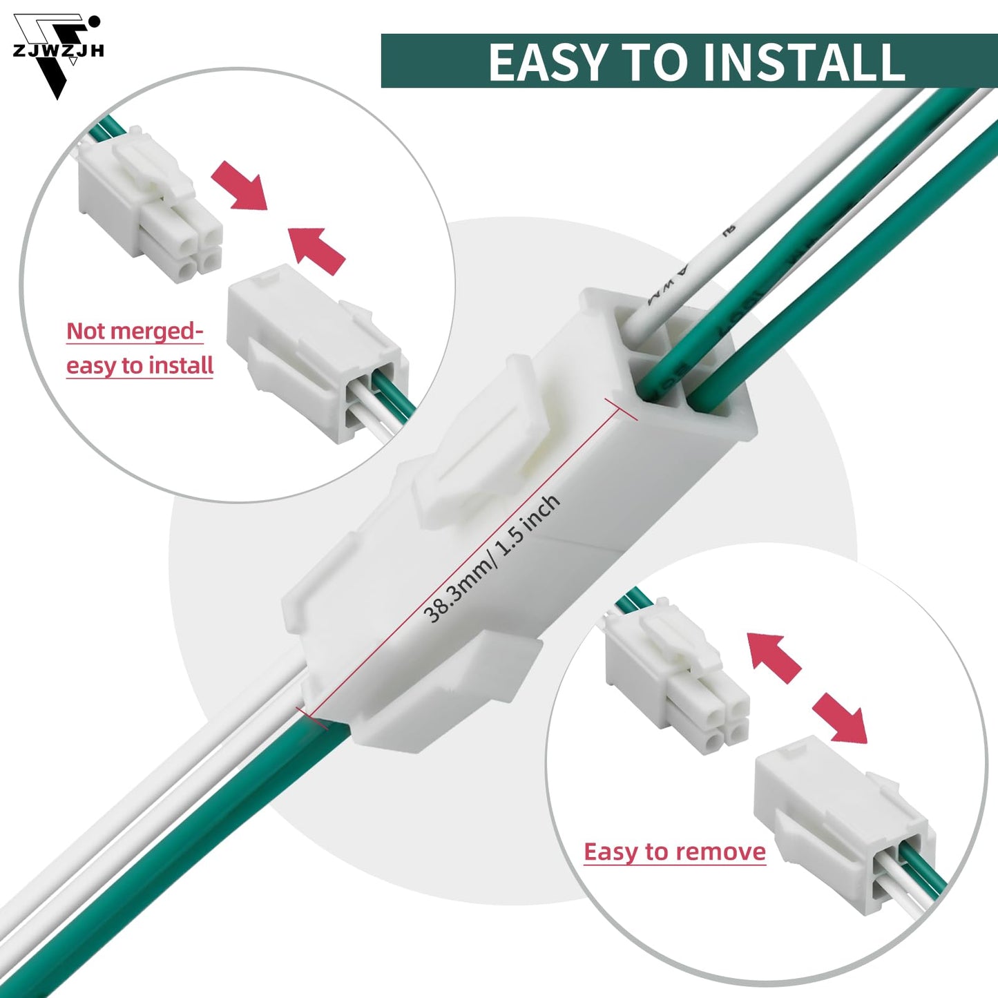 Zjwzjh 3 Pairs 4-Pin Connector Lot, Servo Extension Cable Wire Fl4.14Mm Pitch, (4-Circuits) 4 Pin Connector Wire, 20 Awg Wire Co